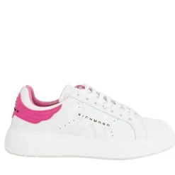Scarpe Donna JOHN RICHMOND Sneakers in Pelle Bianca con Inserto Rosa - 22302 B