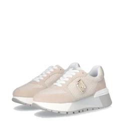 Scarpe Donna LIU JO Amazing 25 Sneakers Platform in Suede e Mesh Sand e Light Gold