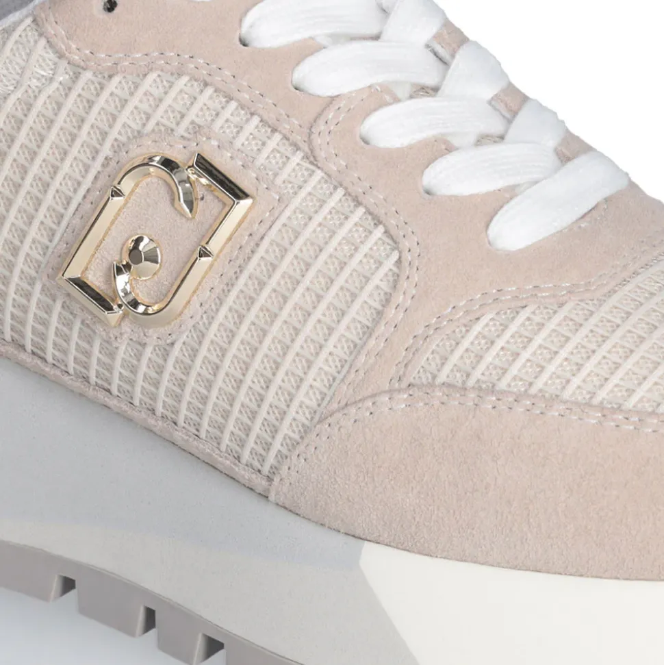Scarpe Donna LIU JO Amazing 25 Sneakers Platform in Suede e Mesh Sand e Light Gold