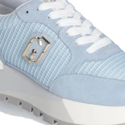 Scarpe Donna LIU JO Amazing 25 Sneakers Platform in Suede e Mesh Azzurro