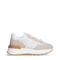 Scarpe Donna LIU JO Amazing 20 Sneakers Platform in Suede Sabbia e Canvas Bainca con Strass