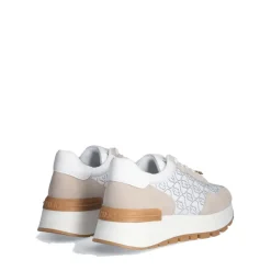 Scarpe Donna LIU JO Amazing 20 Sneakers Platform in Suede Sabbia e Canvas Bainca con Strass