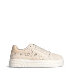 Scarpe Donna LIU JO Cleo 12 Sneakers in Suede Beige con Logo Monogram in Paillettes