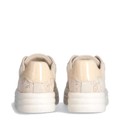 Scarpe Donna LIU JO Cleo 12 Sneakers in Suede Beige con Logo Monogram in Paillettes