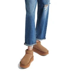 Scarpe Donna LIU JO Jane 01 Stivaletti Platform Imbottiti in Suede color Cognac