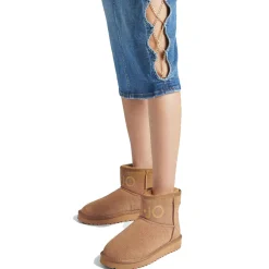 Scarpe Donna LIU JO Jil 02 Stivaletti Imbottiti in Suede Traforato color Cognac