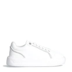 Scarpe Donna LIU JO Kylie 31 Sneakers Platform in Pelle Bianca con Profili in Strass
