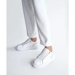 Scarpe Donna LIU JO Kylie 31 Sneakers Platform in Pelle Bianca con Profili in Strass