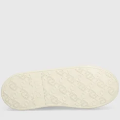 Scarpe Donna LIU JO Kylie 22 Sneakers Platform in Pelle Avorio con Maxi Logo in Paillettes Glitter
