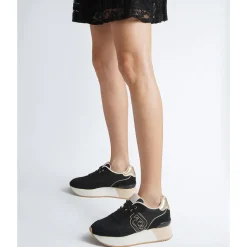 Scarpe Donna LIU JO Sneakers Dreamy 02 in Suede e Brighty Mesh Black e Light Gold