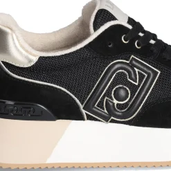 Scarpe Donna LIU JO Sneakers Dreamy 02 in Suede e Brighty Mesh Black e Light Gold