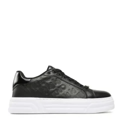 Scarpe Donna LIU JO Sneakers Cleo 20 in Pelle Nera con Logo Embossed