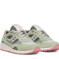 Scarpe Donna Saucony Sneakers Shadow 6000 in Pelle e Tessuto Colore Green - Ivory