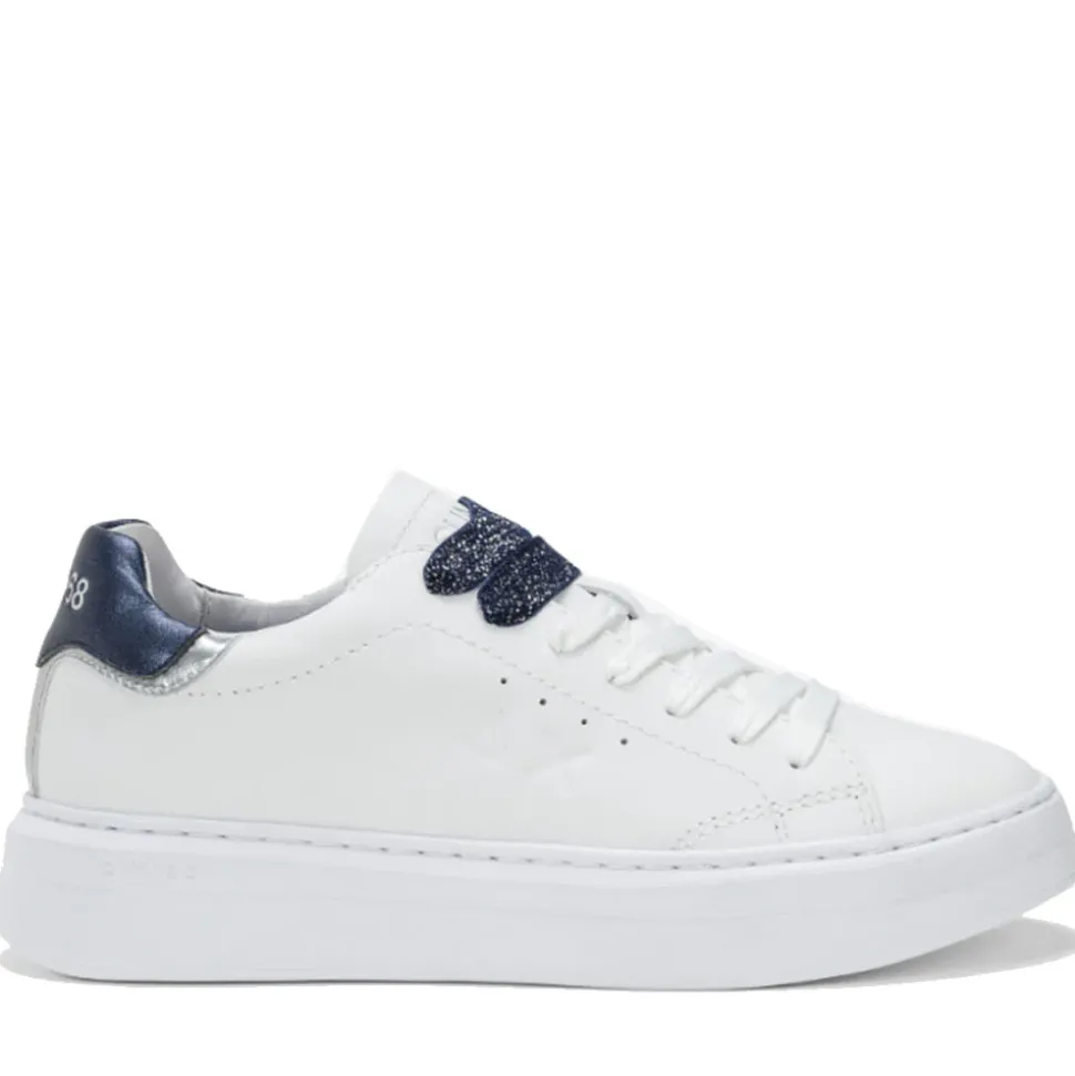 Scarpe Donna Sun68 Sneakers Grace Leather Colore Bianco - Navy Blue - Z44225