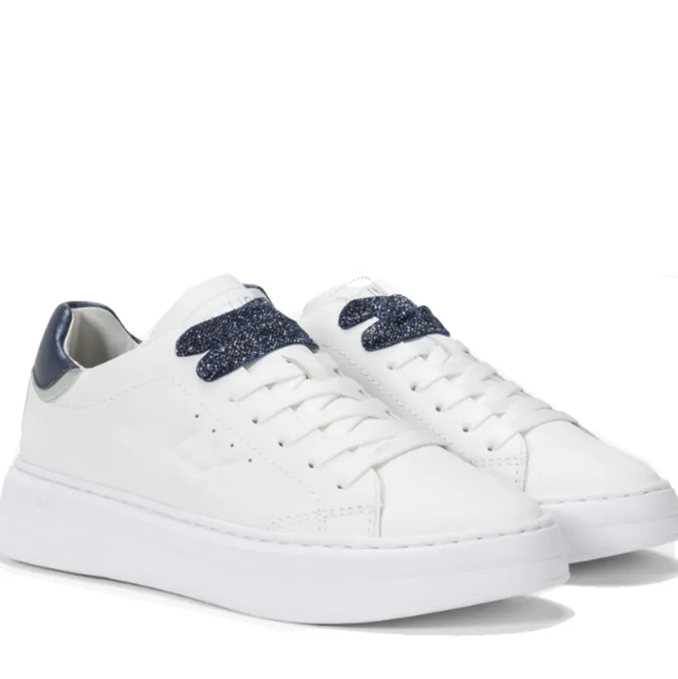 Scarpe Donna Sun68 Sneakers Grace Leather Colore Bianco - Navy Blue - Z44225
