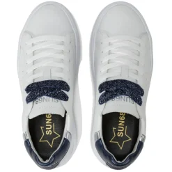 Scarpe Donna Sun68 Sneakers Grace Leather Colore Bianco - Navy Blue - Z44225