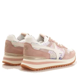 Scarpe Donna W6YZ Sneakers Yak-W. in Suede e Paillettes colore Cipria White e Champagne