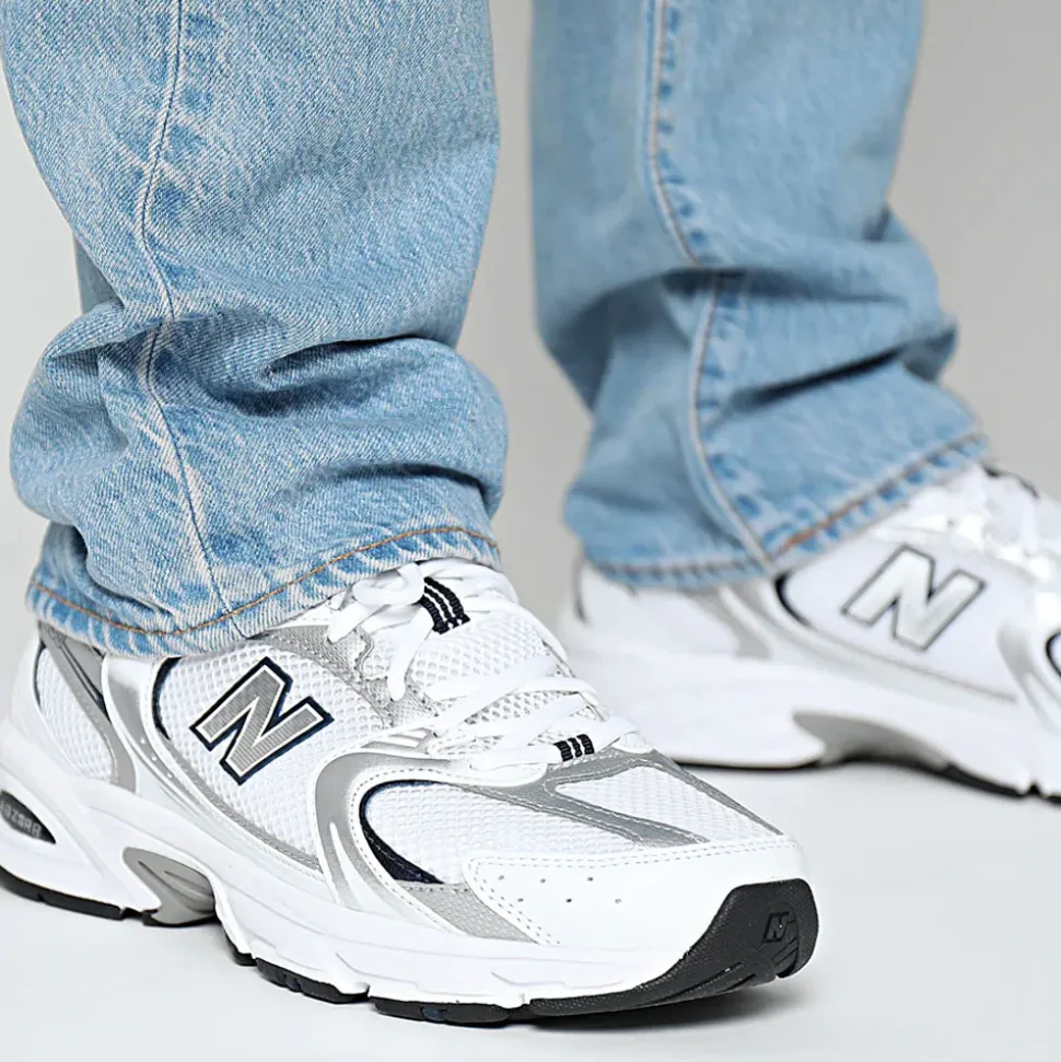 Scarpe Running NEW BALANCE Sneakers 530 in Tessuto Sintetico e Mesh colore White e Natural Indigo