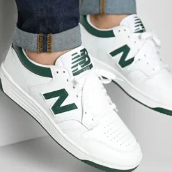 Scarpe Unisex NEW BALANCE Sneakers 480 in Pelle colore White e Nightwatch Green