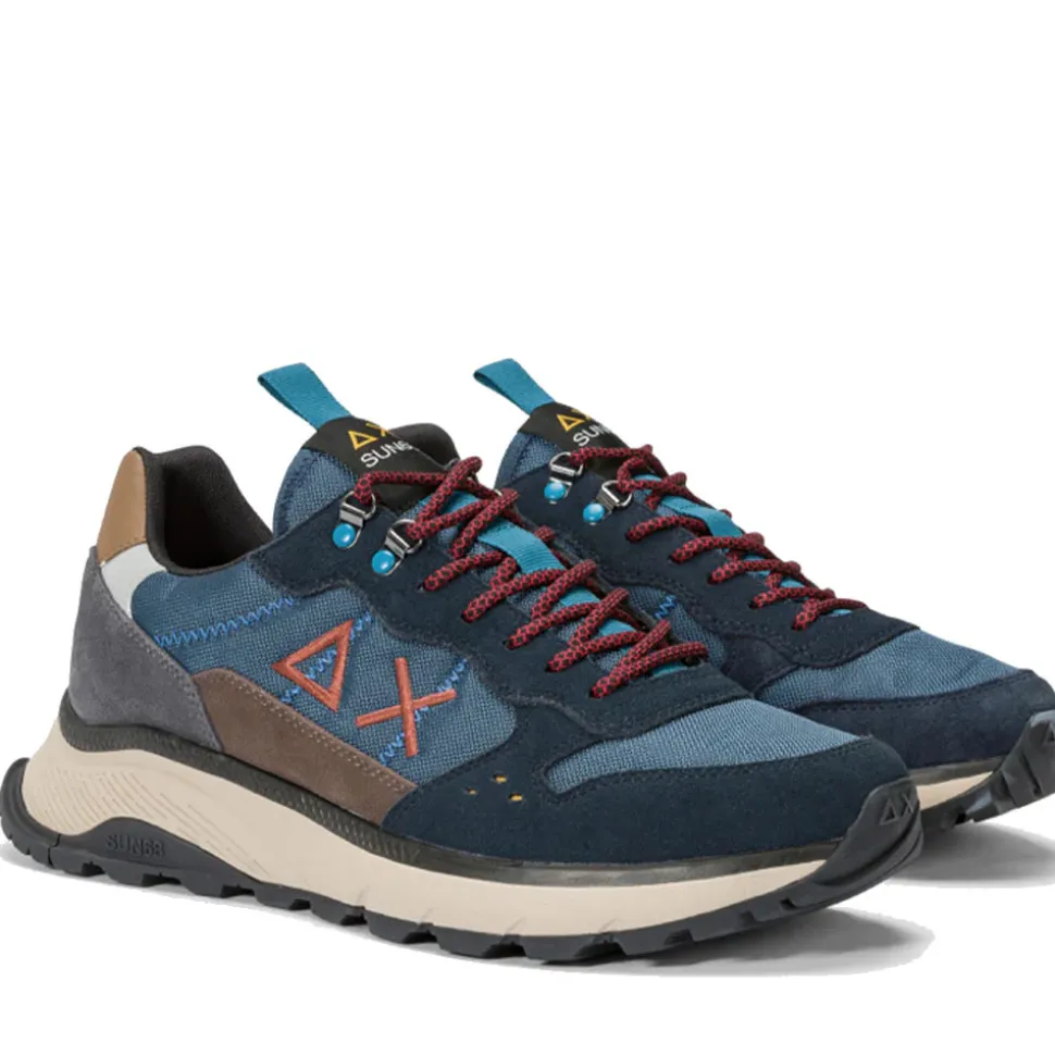 Scarpe Uomo Sun68 Sneakers Fire and Camping Colore Navy Blue - Z44128