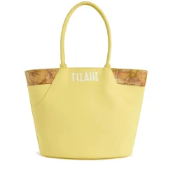 Shopping Bag 1A Classe Alviero Martini linea Geo Mirage in Tessuto Gommato Giallo LC65
