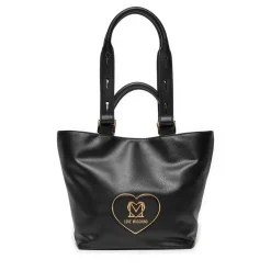 Shopping Bag LOVE MOSCHINO linea Heart Plaque Nera con Logo