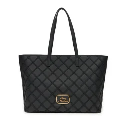 Shopping Bag LOVE MOSCHINO con Ricamo a Scacchi Nero