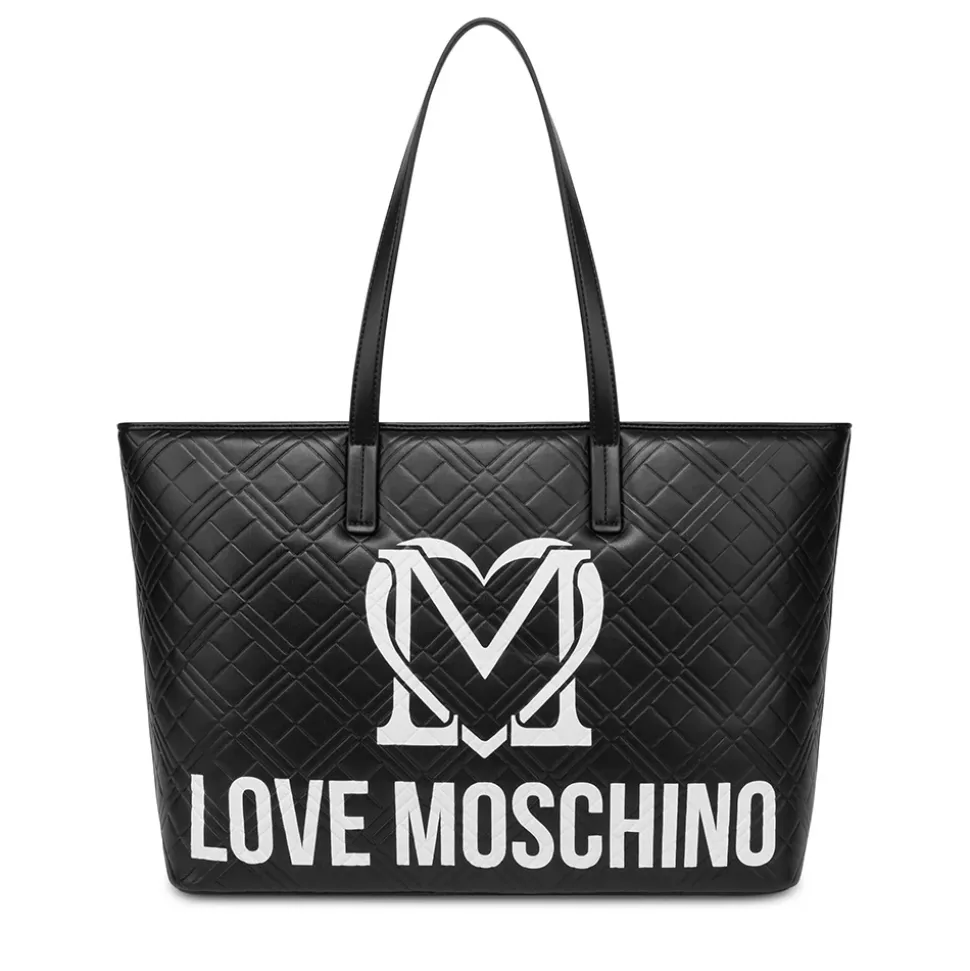 Shopping Bag Trapuntata LOVE MOSCHINO linea Logo Quilt Nero