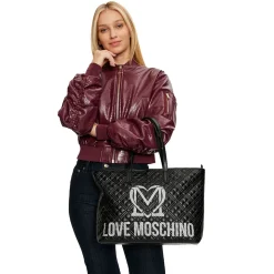 Shopping Bag Trapuntata LOVE MOSCHINO linea Logo Quilt Nero