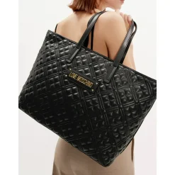 Shopping Bag Trapuntata LOVE MOSCHINO linea Lettering Logo colore Nero