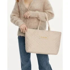 Shopping Bag Trapuntata LOVE MOSCHINO linea Lettering Logo Avorio