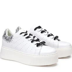 Sneakers Donna CULT Perry 4418 in Pelle Colore White - Zebra