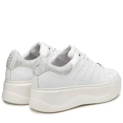 Sneakers Donna CULT Perry 3162 in Pelle Bianca con Glitter Argento