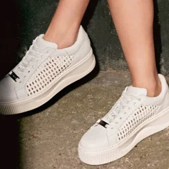 Sneakers Donna CULT Perry 4237 in Pelle Intrecciata Colore Bianco