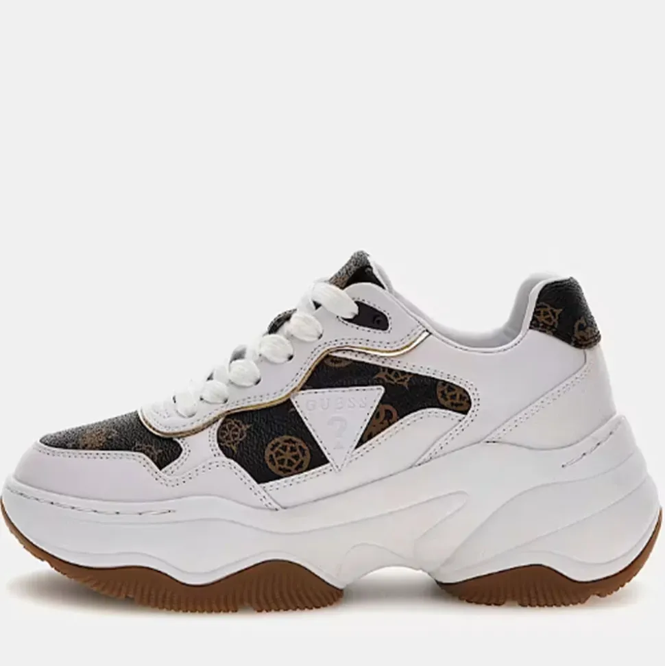 Sneakers Donna GUESS Colore White - Brown Linea Hapyy
