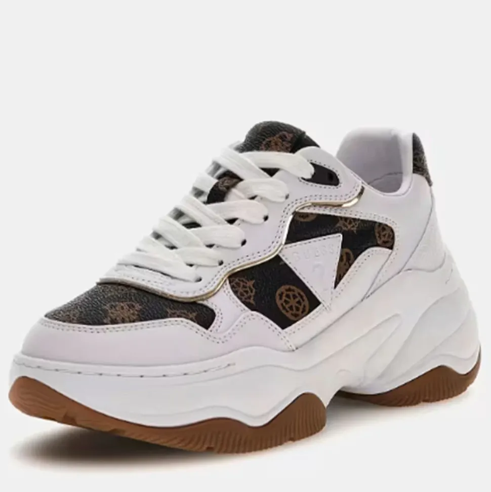 Sneakers Donna GUESS Colore White - Brown Linea Hapyy