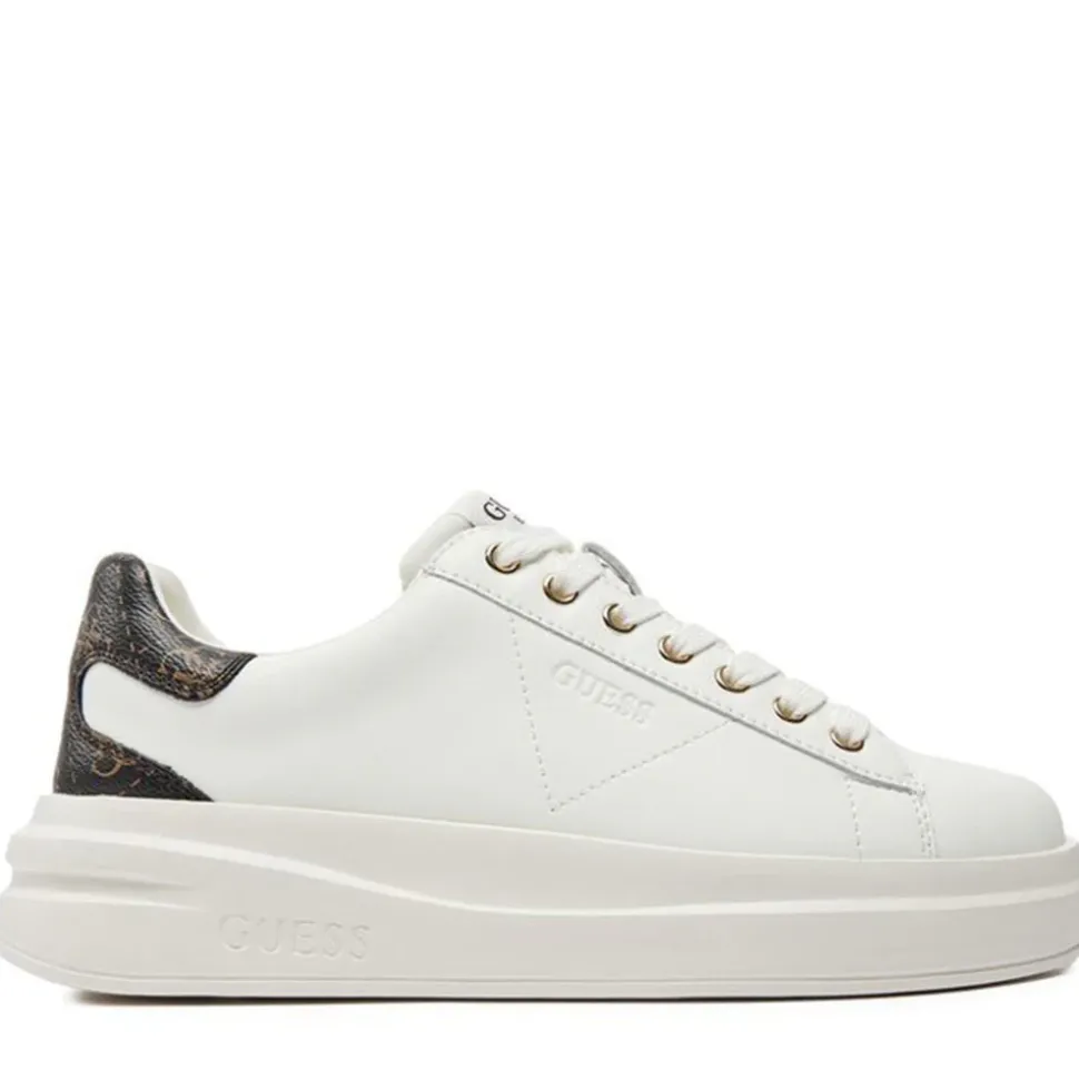Sneakers Donna GUESS in Pelle Colore White - Brown Linea Elbina