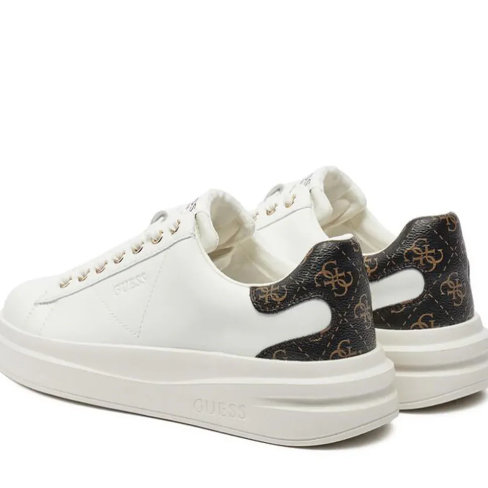 Sneakers Donna GUESS in Pelle Colore White - Brown Linea Elbina