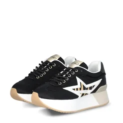 Sneakers Donna LIU JO Dreamy 05 in Nylon Nero con Maxi Stella Animalier