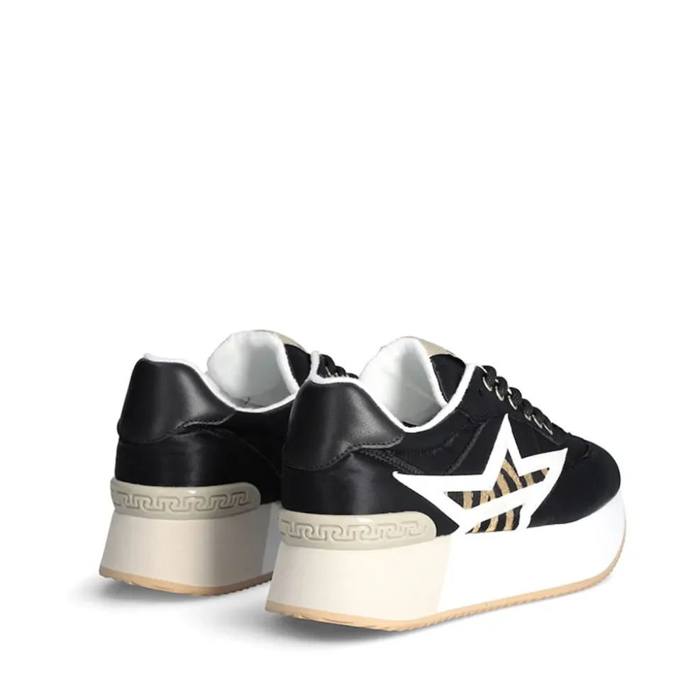 Sneakers Donna LIU JO Dreamy 05 in Nylon Nero con Maxi Stella Animalier