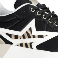 Sneakers Donna LIU JO Dreamy 05 in Nylon Nero con Maxi Stella Animalier