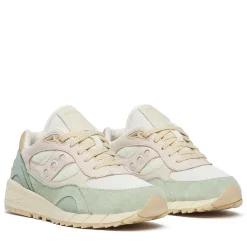 Sneakers Donna SAUCONY Shadow 6000 in Pelle e Tessuto Colore Off White - Blue