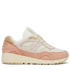 Sneakers Donna SAUCONY Shadow 6000 in Pelle e Tessuto Colore Off White - Peach