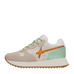 Sneakers Donna W6YZ Jet-W. in Pelle Suede e Dettaglio Glitter Cream Multi