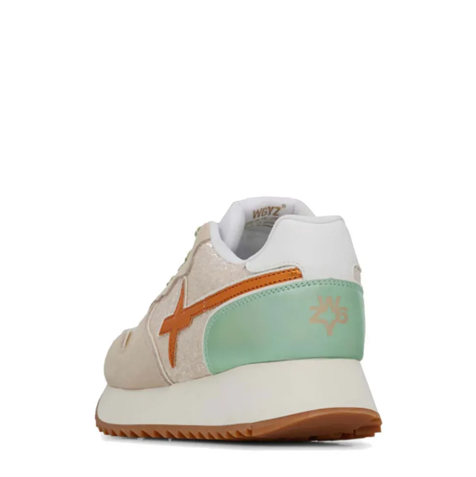 Sneakers Donna W6YZ Jet-W. in Pelle Suede e Dettaglio Glitter Cream Multi
