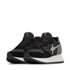 Sneakers Donna W6YZ Jet-W. in Tessuto Tecnico e Suede con Inserti Animalier colore Black Platinum