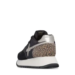 Sneakers Donna W6YZ Jet-W. in Tessuto Tecnico e Suede con Inserti Animalier colore Black Platinum