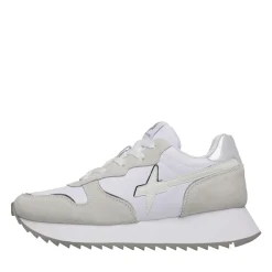 Sneakers Donna W6YZ Jet-W. in Tessuto Tecnico e Suede White e Silver