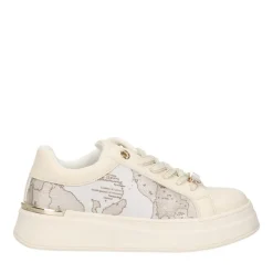 Sneakers Platform 1A Classe Alviero Martini Off White con Inserti in Tessuto Safari Geo 2142