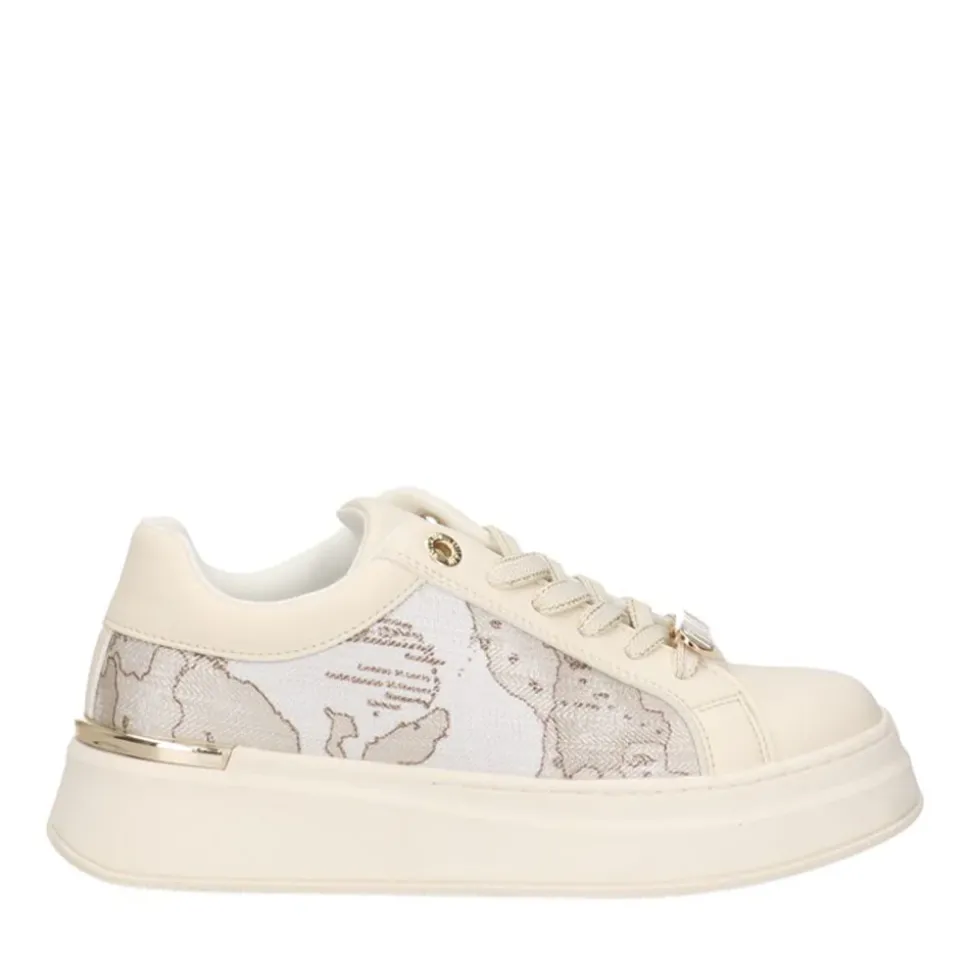 Sneakers Platform 1A Classe Alviero Martini Off White con Inserti in Tessuto Safari Geo 2142